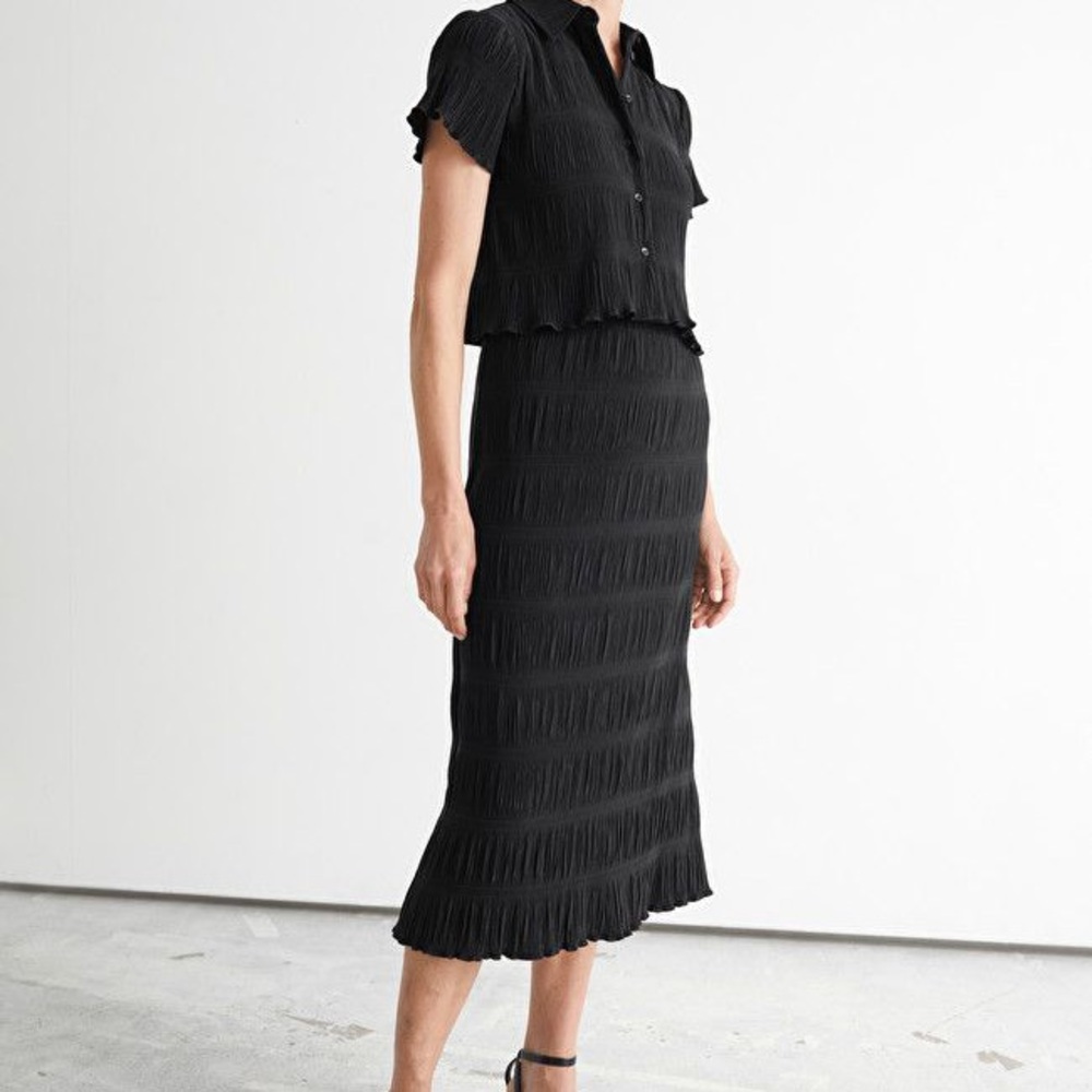 & Other Stories Laser cut Pleat skirt